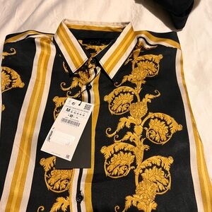 Zara Black and Gold Baroque Shirt